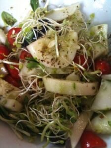 clover sprouts on salad